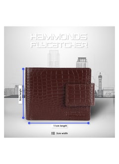 HAMMONDS FLYCATCHER HAMMONDS FLYCATCHER Genuine Leather Wallet for Men, RFID Protected Leather Purse for Men, Money Purse for Men, Bi-Fold Wallet, 7 Card Slots, Zipper Coin Pocket, Metal Snap Button - Croc Brown  - Image 3