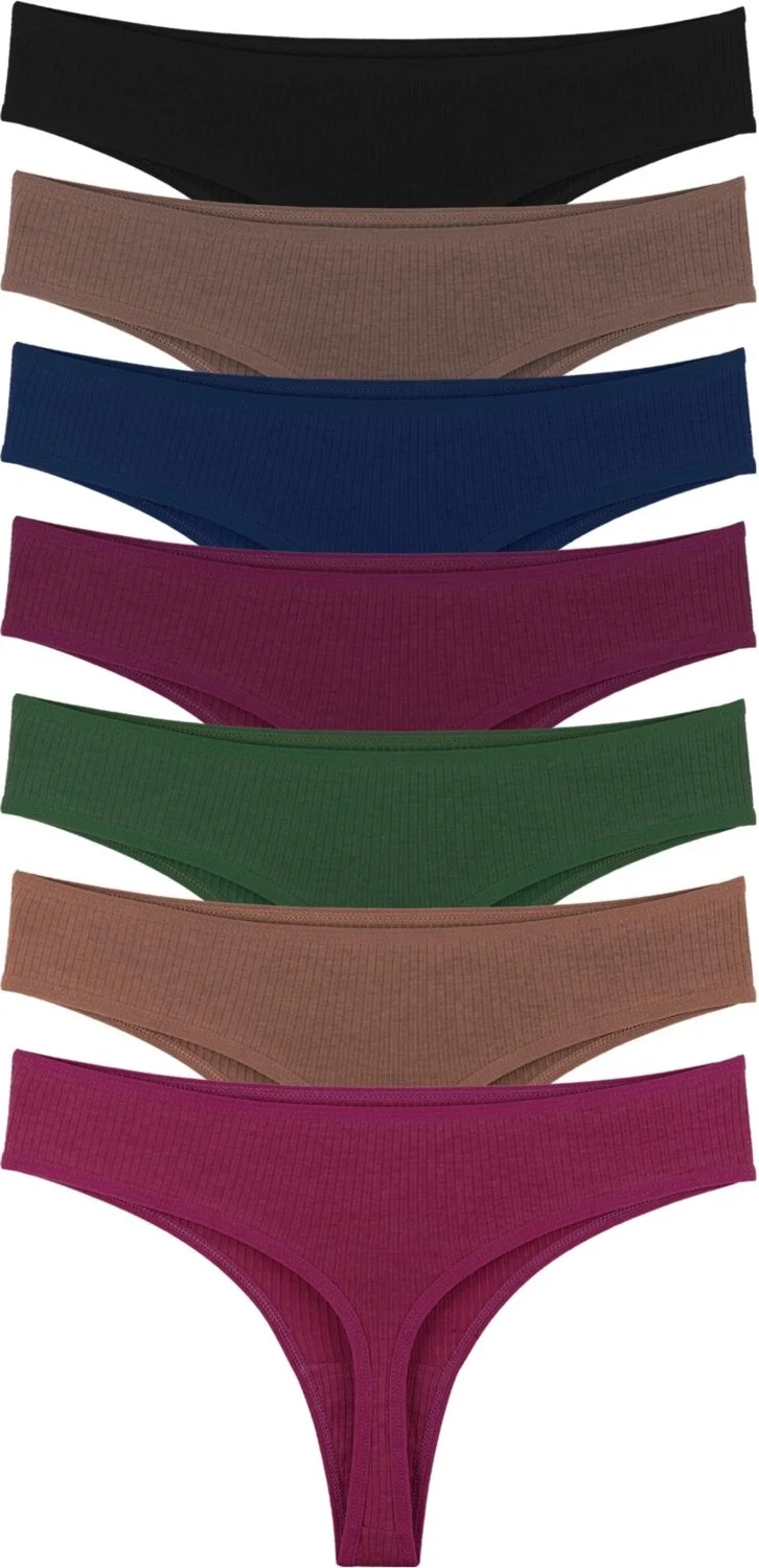 سينسو Women's Ribbed Brazilian Thong 7 Pack Set