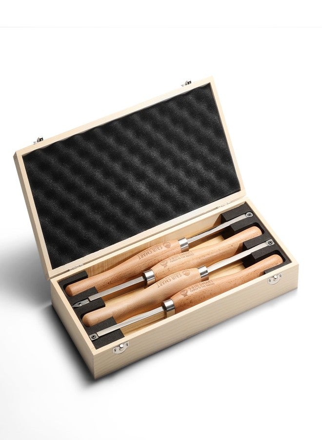 SainSmart 4 PCS Carbide Wood Lathe Turning Tool Set, Diamond, Round, and Square Replaceable Carbide Inserts, Ergonomic Wood Handle, for Turning Pens or Projects, One Wooden Storage Case - Image 1