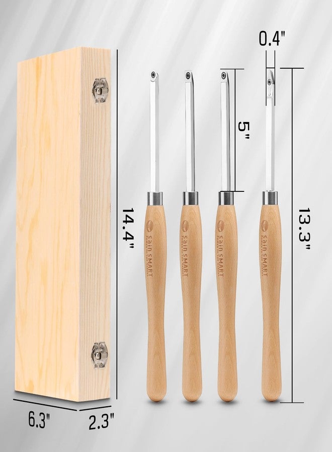 SainSmart 4 PCS Carbide Wood Lathe Turning Tool Set, Diamond, Round, and Square Replaceable Carbide Inserts, Ergonomic Wood Handle, for Turning Pens or Projects, One Wooden Storage Case - Image 3