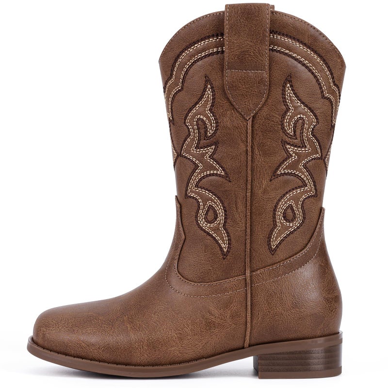 Choiran Cowboy Boots for Girls and Boys - Western Cowgirl Boots Unisex Mid Calf Riding Shoes for Toddler Little Kid/Big Kid - Image 5
