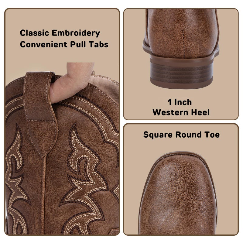 Choiran Cowboy Boots for Girls and Boys - Western Cowgirl Boots Unisex Mid Calf Riding Shoes for Toddler Little Kid/Big Kid - Image 4