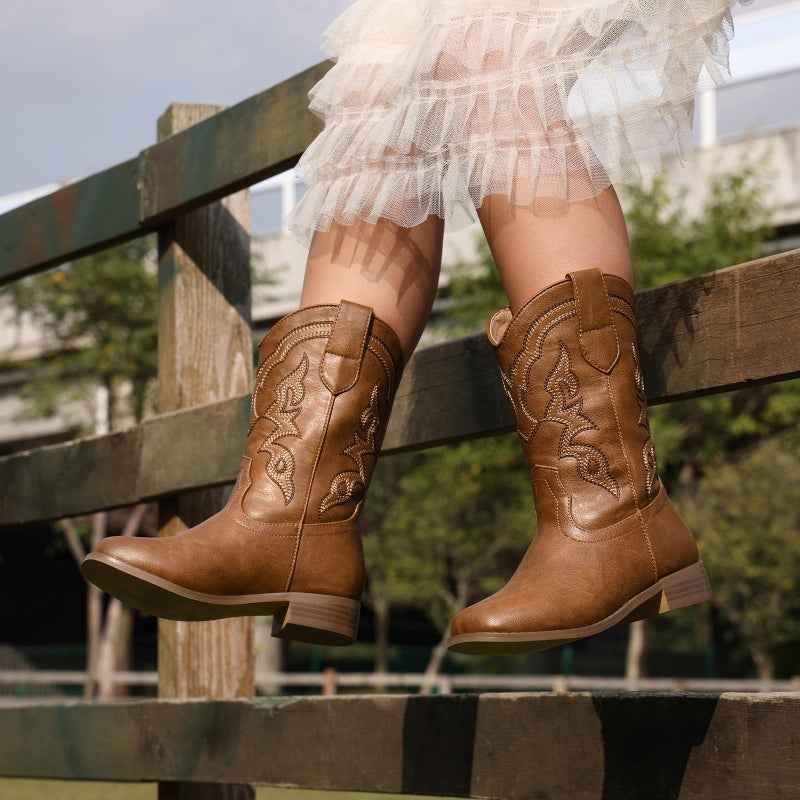 Choiran Cowboy Boots for Girls and Boys - Western Cowgirl Boots Unisex Mid Calf Riding Shoes for Toddler Little Kid/Big Kid - Image 3