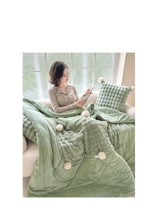 Wool Ball Style Pillow And Blanket Can Be Used For Both Car And Sofa Cushions, Suitable For Travel, Airplanes, Trains, Beds, Offices, And Rest  - Image 3