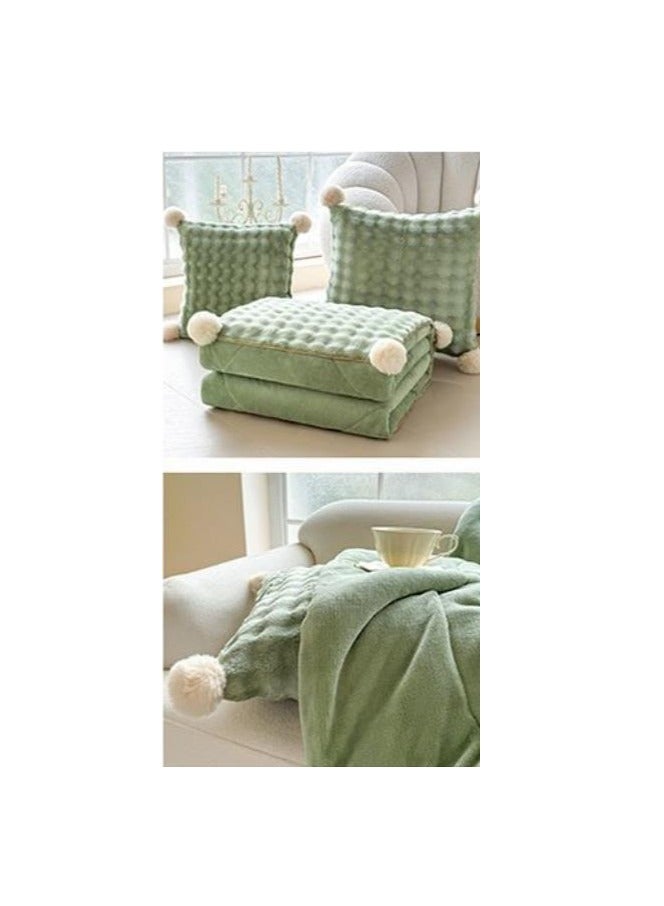 Wool Ball Style Pillow And Blanket Can Be Used For Both Car And Sofa Cushions, Suitable For Travel, Airplanes, Trains, Beds, Offices, And Rest  - Image 4
