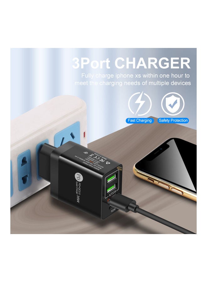 Halamodo شاحن جداري USB، وحدة شحن سريع بثلاثة منافذ مع تحكم ذكي في درجة الحرارة، شاحن هاتف عالمي متوافق مع جميع الهواتف الذكية - Image 2