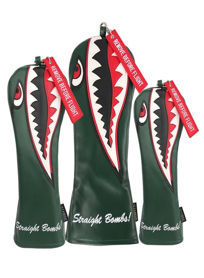 SHABIER New Flying Tiger Warshark Golf Driver Headcover for Taylormade M3 M4 M5 M6 SIM Golf Club Available for Driver Size Wood Size Rescue Size (Green Driver Cover) - Image 4