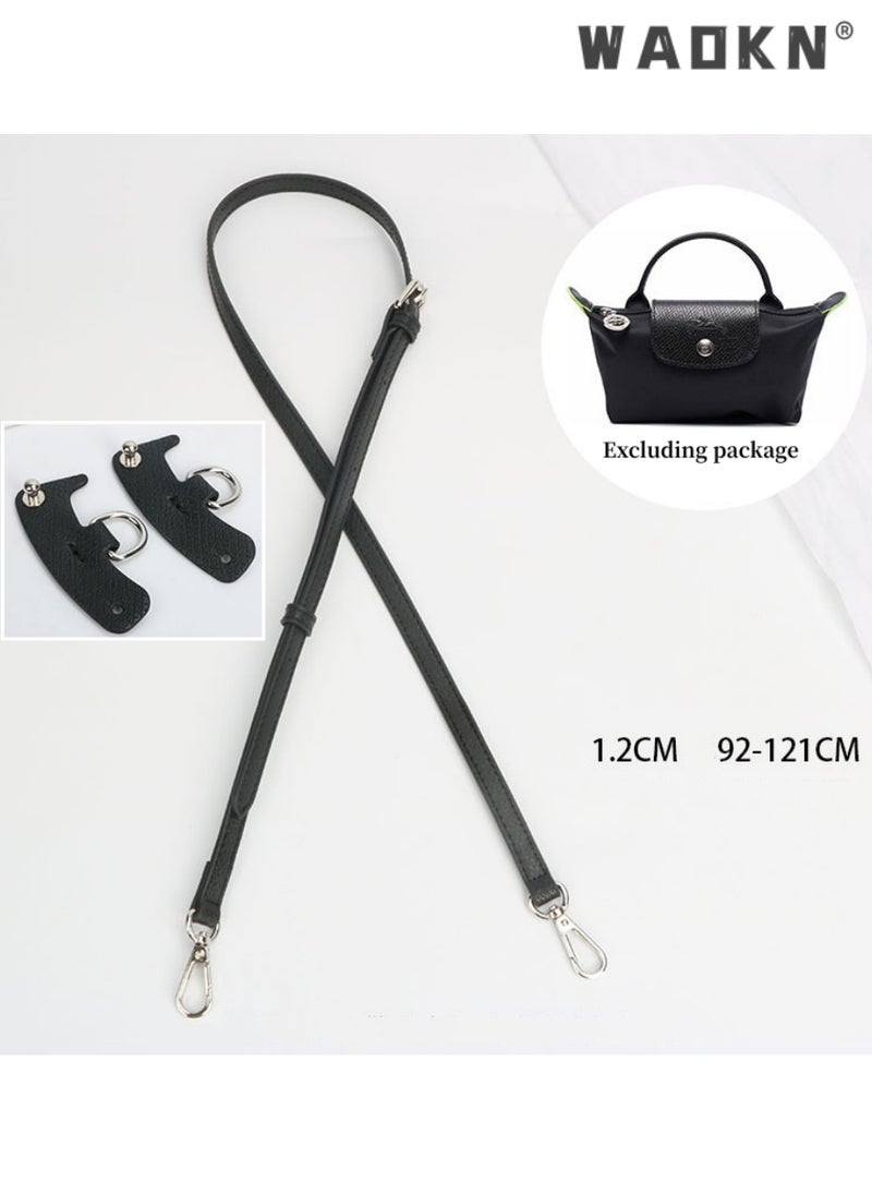 WAOKN - Leather Purse Straps,Replacement Crossbody Shoulder Strap for Mini Le PLIAGE,Crossbody Shoulder Strap Punch-Free Leather Shoulder Strap for Small Bag Handbag Clutch Bag Accessories （Black） - Image 1