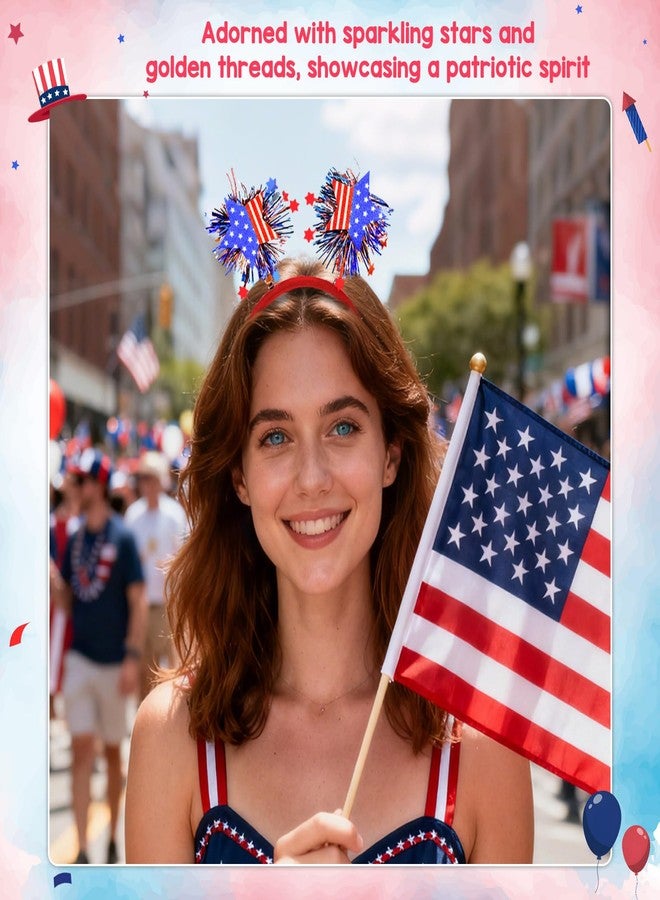 Smilelife هدايا سمايل لايف لعيد الاستقلال للنساء، طوق رأس مزين بشريط أحمر وأبيض وأزرق وعلم الولايات المتحدة الأمريكية، زينة شعر لحفلات الرابع من يوليو، إكسسوارات حفلات - Image 5