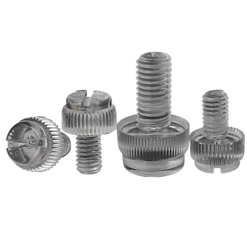 Knurled Thumbscrew Acrylic Clear Transparent Nylon PA66 Plastic Knurl Slotted Head Toolless Thumb Bolt(Clear,200pcs M4x30) - Image 1