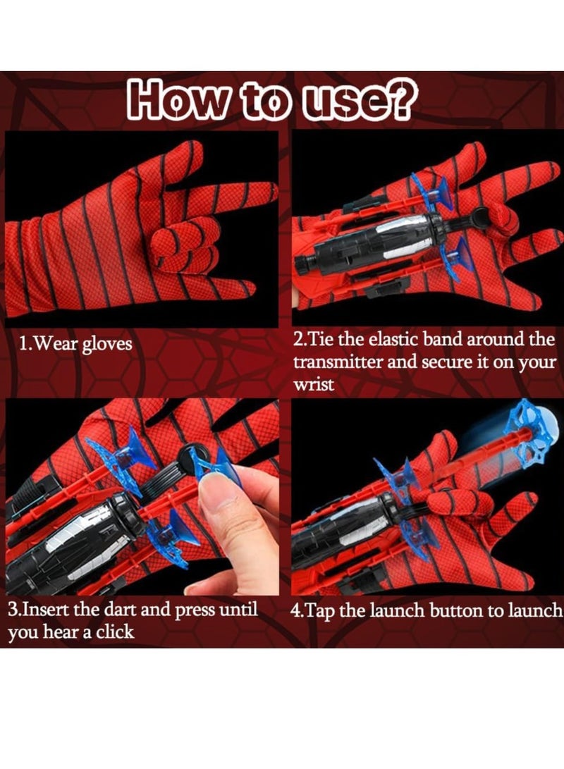 Spider Web Launcher Glove Toy for Kids, Spider Hero Gloves, Launcher Toy, Wrist Play Set, Glove Launcher for Dress Up, Plastic, Red - Image 2