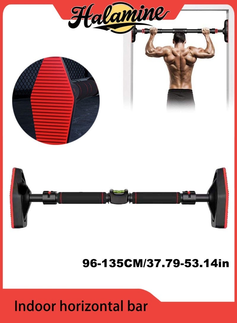 Halamine Indoor horizontal bar, adjustable pull-up bar, wall-mounted pull-up bar with locking and adjustable width, 96-135CM - Image 1