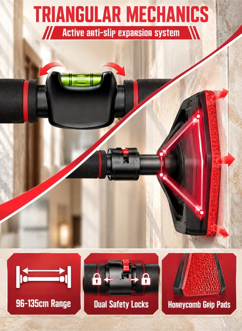 Halamine Indoor horizontal bar, adjustable pull-up bar, wall-mounted pull-up bar with locking and adjustable width, 96-135CM - Image 2