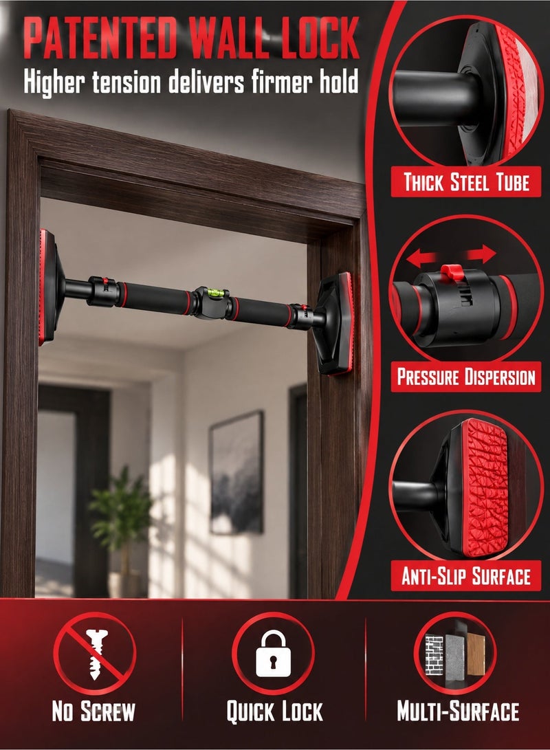Halamine Indoor horizontal bar, adjustable pull-up bar, wall-mounted pull-up bar with locking and adjustable width, 96-135CM - Image 5
