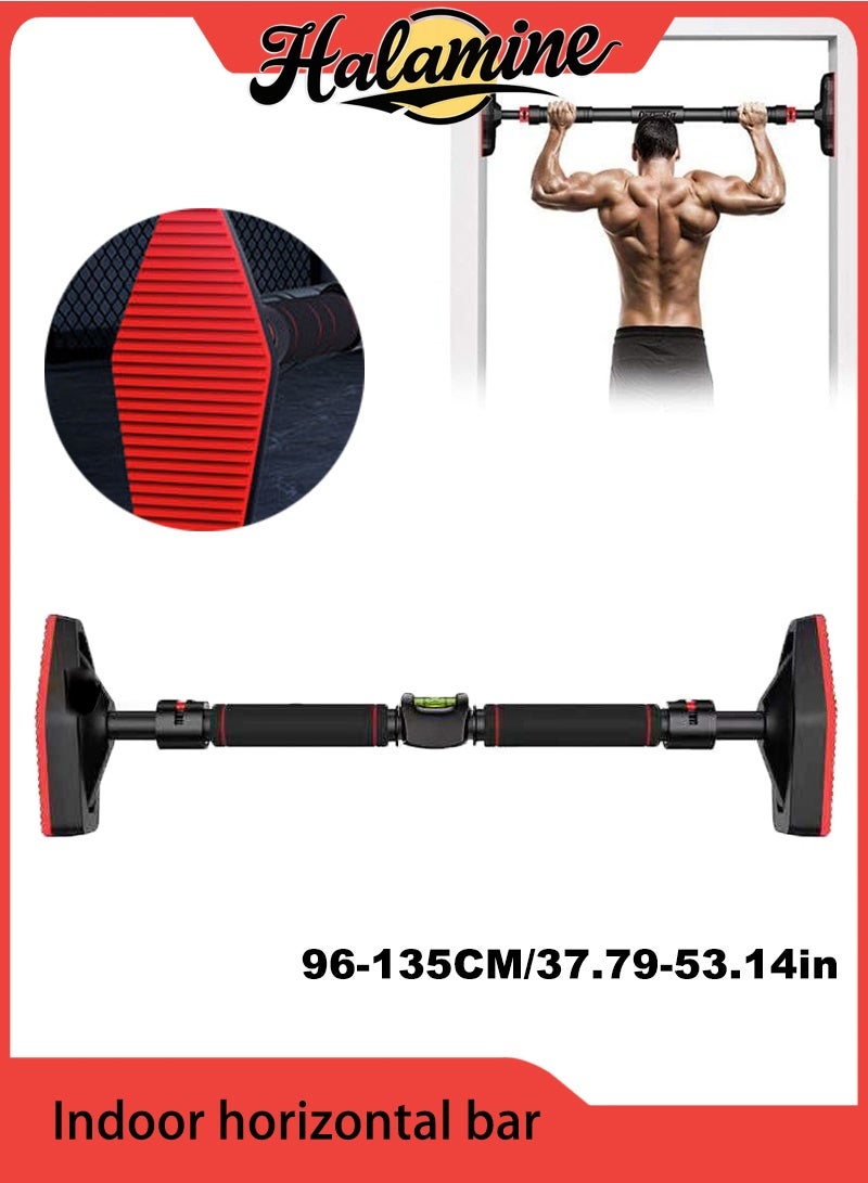 Halamine Indoor horizontal bar, adjustable pull-up bar, wall-mounted pull-up bar with locking and adjustable width, 96-135CM - Image 1