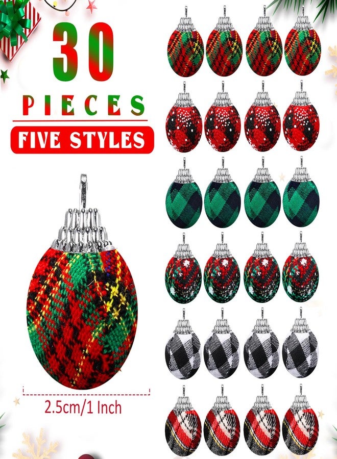Breling 36 Pcs Mini Christmas Ball Small Christmas Buffalo Plaid Ornaments Set 1 Inch Black Red and Green Miniature Shatterproof Rustic Farmhouse Fabric Ball Ornaments for Mini Tree Xmas Party Decor - Image 2