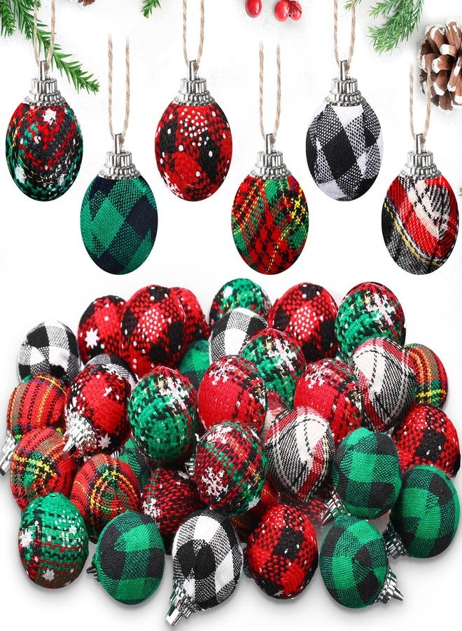Breling 36 Pcs Mini Christmas Ball Small Christmas Buffalo Plaid Ornaments Set 1 Inch Black Red and Green Miniature Shatterproof Rustic Farmhouse Fabric Ball Ornaments for Mini Tree Xmas Party Decor - Image 1