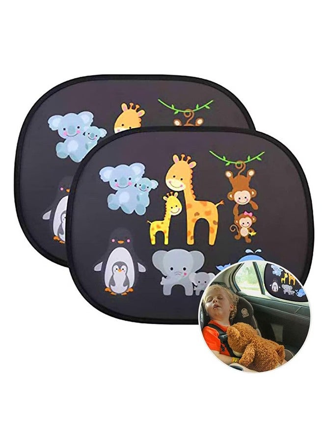 2-Piece Universal Window Visor Kit, Cute Foldable Car Sun Visors with Adorable Animal Patterns, Car Window Visors Provide Glare, Sun and UV Protection for Babies, Toddlers and Pets  - Image 1