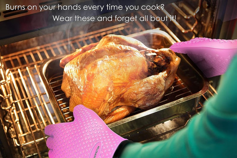 Kitchen perfection Silicone Smoker Oven Gloves -Extreme Heat Resistant BBQ Gloves-Handle Hot Food Right on Your Grill Fryer & Pit|Waterproof Grilling Cooking Baking Mitts|Superior Value Set+3 Bonuses - Image 3