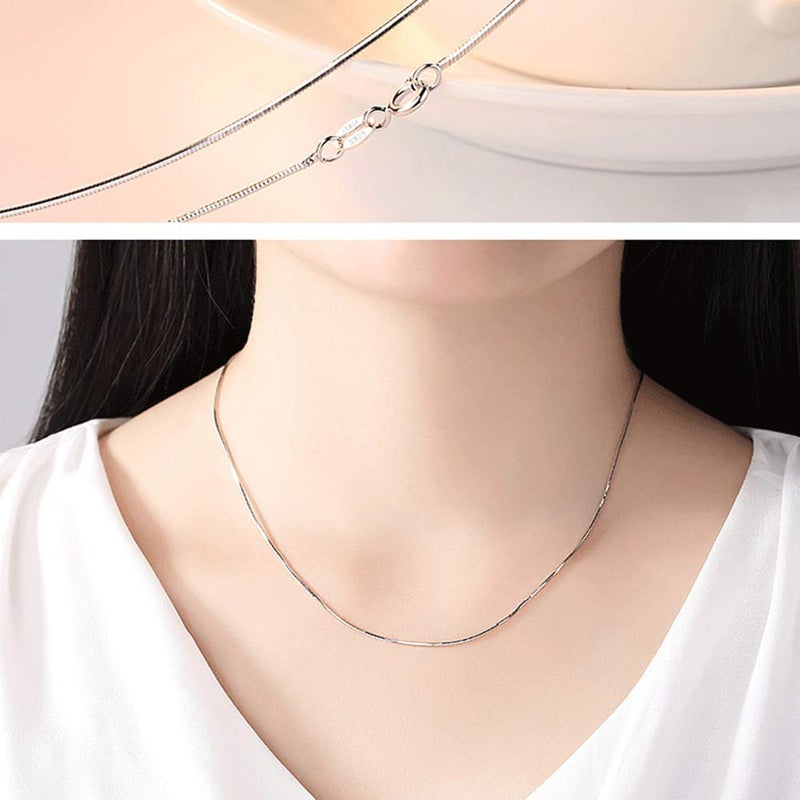 BQfife 925 Sterling Silver Designer Chain 0.8MM Delicate Italian Box Chain - Super Thin & Strong Lovely Necklaces (24) - Image 3