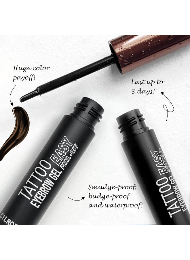 Cilrofelr Cilrofelr Tattoo Peel Off Eyebrow Gel Tint, Semi Permanent Tattoo Brow Peel Off Tint Gel, Last Up to 3 Days, Waterproof, Transfer-proof, For Fuller & Defined Looking Brows, Gray Black (2 Pack) - Image 1