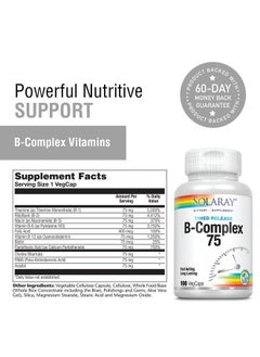 Solaray Vitamin Bcomplex 75Mg ; Twostage Timedrelease For Extended Availability ; Support For Hair Skin Nails Nerves Immune Function ; 100 Ct  - Image 3
