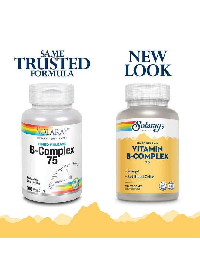 Solaray - Vitamin Bcomplex 75Mg ; Twostage Timedrelease For Extended Availability ; Support For Hair Skin Nails Nerves Immune Function ; 100 Ct - Image 1