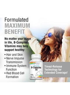 Solaray Vitamin Bcomplex 75Mg ; Twostage Timedrelease For Extended Availability ; Support For Hair Skin Nails Nerves Immune Function ; 100 Ct  - Image 5