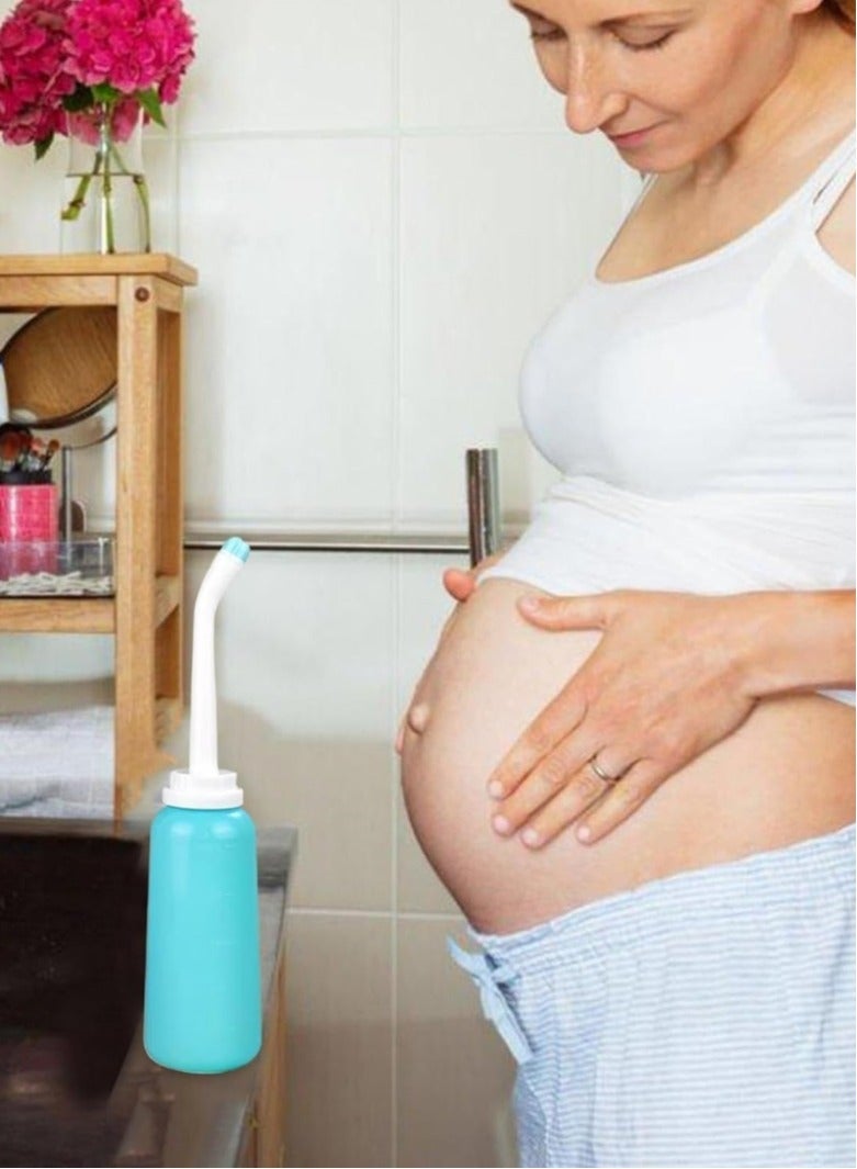 SAHHAHOME Handheld Bidet Bottle, Portable Travel Bidet with Dual Nozzles, 500ml, Sealing Ring, for Toilet Hygiene, Postpartum Care and Baby Care, Green - Image 2