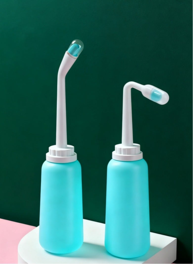 SAHHAHOME Handheld Bidet Bottle, Portable Travel Bidet with Dual Nozzles, 500ml, Sealing Ring, for Toilet Hygiene, Postpartum Care and Baby Care, Green - Image 1