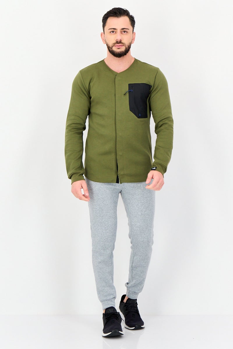 Adidas Men Sportswear Fit Long Sleeve Outdoor Sweatshirt, Olive - Image 2