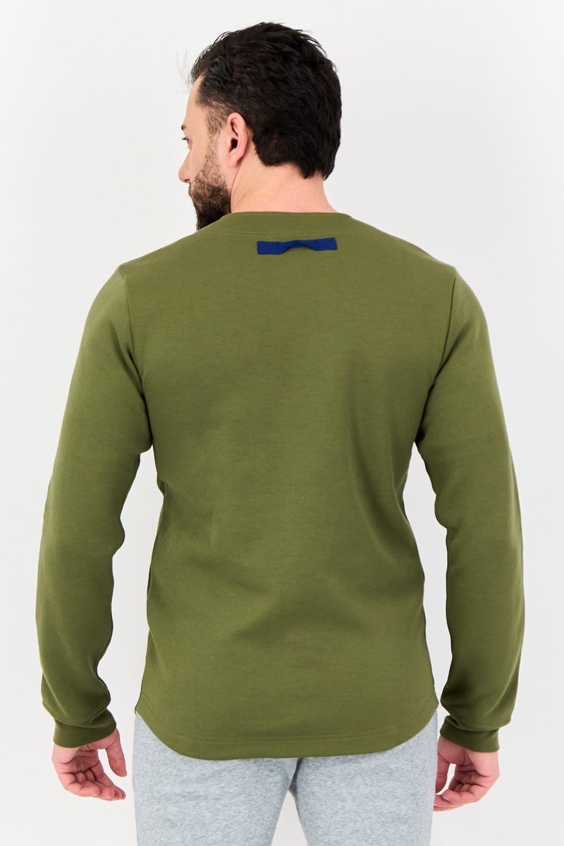 Adidas Men Sportswear Fit Long Sleeve Outdoor Sweatshirt, Olive - Image 4