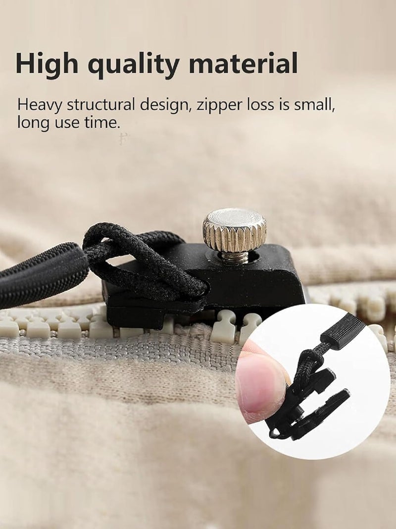 HEVIR Zipper Repair Kit, 6Pcs Instant Zipper Sliders with Nylon Pull Tabs & Metal Pull for Sliding Teeth, Universal Screw Fix Removable Zippers for Bags, Garments, Coats, Shoes & Boots (Black) - Image 4