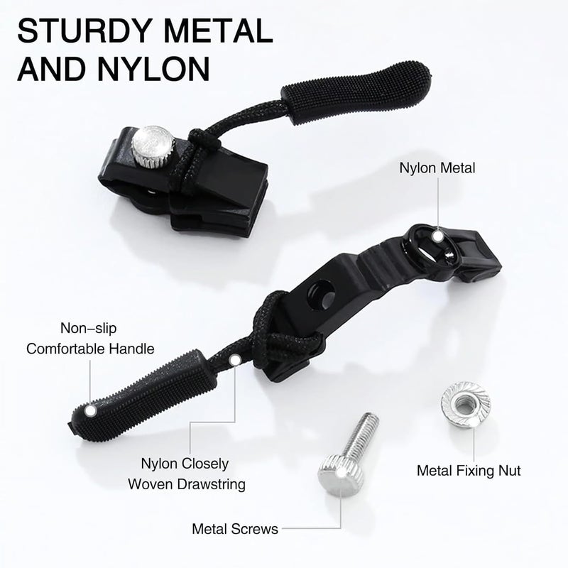 HEVIR Zipper Repair Kit, 6Pcs Instant Zipper Sliders with Nylon Pull Tabs & Metal Pull for Sliding Teeth, Universal Screw Fix Removable Zippers for Bags, Garments, Coats, Shoes & Boots (Black) - Image 3
