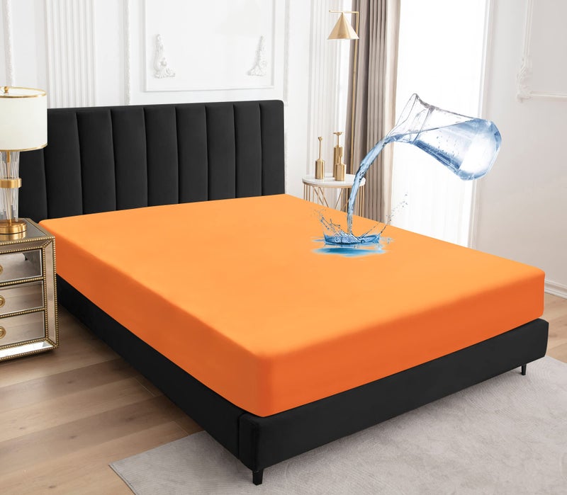 Sufdari Twin Mattress Protector Waterproof Twin Size Mattress Cover 18 Deep Pocket Fitted Sheet Style Mattress Protector with Elastic Rubber Band  Orange