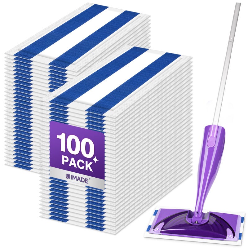 UNIMADE 100 Count Mop Pad Refill Compatible with Swiffer WetJet, Disposable Multi-Layers Mopping Pads for All Hard Surface, Especially Hardwood Floor, Super Absorbent Spray Mopping Pad Refills - Image 1