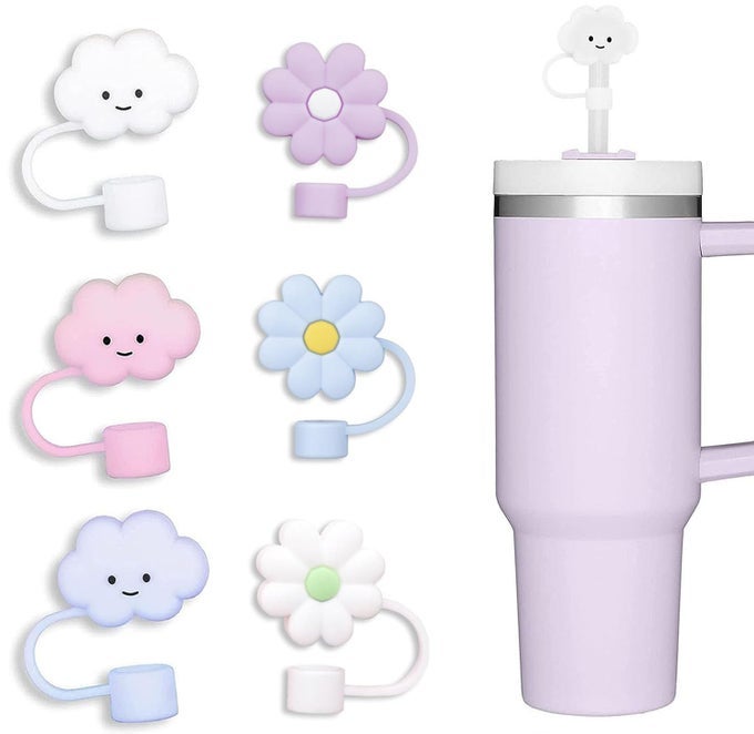 10MM STRAW COVER 6PCS STRAW COVERS CAP FOR STANLEY CUP 40 OZ 30 OZ FOOD GRADE SILICONE CUTE LARGE CLOUD FLOWER STRAW TOPPER TIPS COVER PROTECTOR PLUGS FOR STANLEY TUMBLERS FOR STANLEY CUP ACCESSORIES