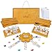GOTHINK Mexican Train Dominoes Set Double 12 Dominos Set for Kids Adults and Family Dominoes Tile Board Game with Tiles Holders8 Colorful Metal Trains9 Wooden Hub Scoreboards2 Wooden Case - Image 2