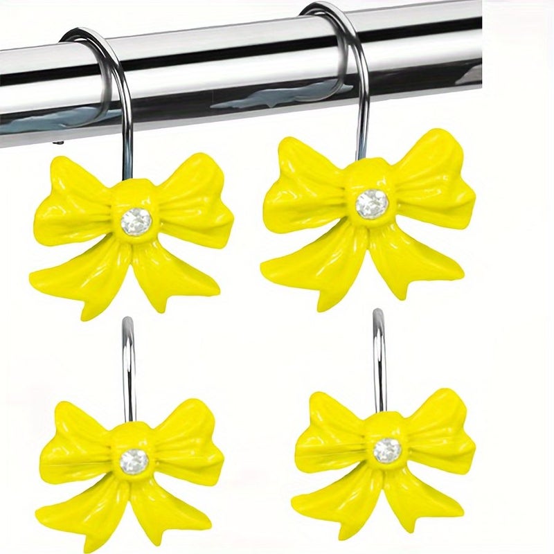 12 Pink Bow Metal Resin Shower Curtain Hooks for Bathroom Kitchen Home Decor - Image 5