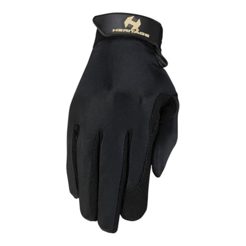 Heritage Performance Gloves Heritage Products unisex adult Classic horse riding gloves Black 6 US - Image 1