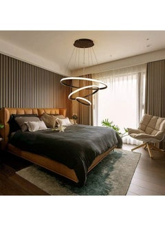 HUA QIANG WANG Modern LED Pendant Light, 3 Ring Black Chandeliers Fixture Dimmable with Remote Control 3-Color LED Ceiling Light for Bedroom, Living Room, Dining Room, Kitchen  - Image 5