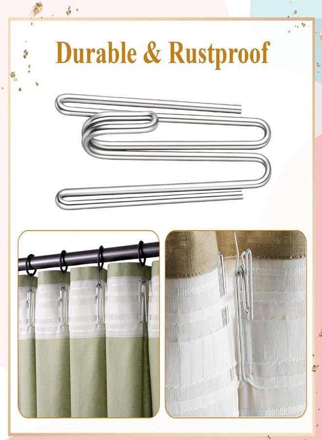 SHENLIU 150 Pcs Stainless Steel Curtain Pleat Hook, Drapery Hooks Traverse Pleater, Drapery Clasp and Pin, Curtain Pleater Tape Hook, 2 Prongs Pinch Pleat Clips Hooks for Window Door Bathroom Curtains - Image 4