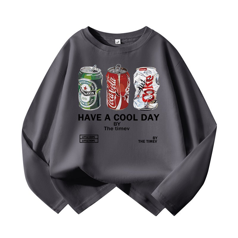 Trendy Brand Boys Long Sleeve T-Shirt Pure Cotton New Little Boy Foreign Style Fashionable Top Children'S Bottoming Shirt - Image 1