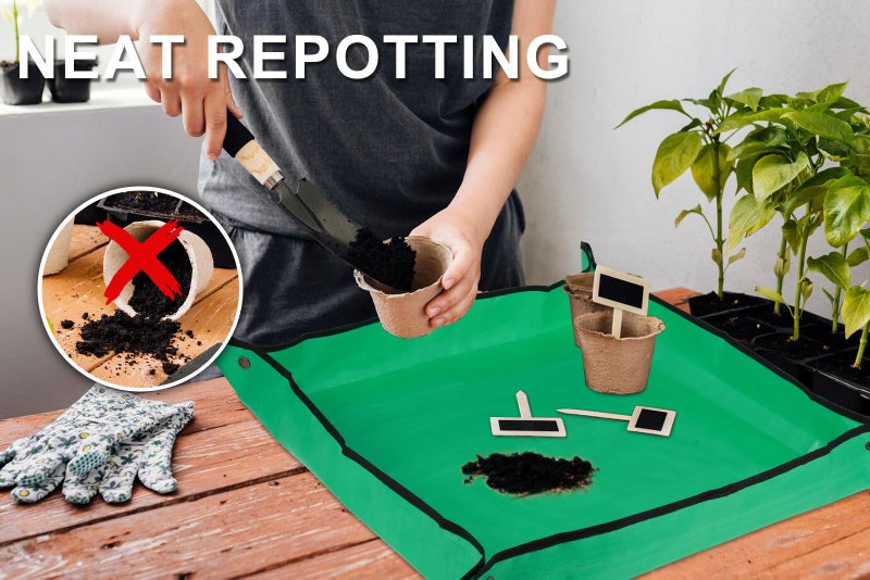 Azureblue 30" X 30" Large Plant Repotting Mat for Indoor Plants Potting Soil, Foldable Waterproof Plant Repotting/Potting Tray, Potting Mat for House Plants Succulents Gardening Tools Gifts for Gardener - Image 4