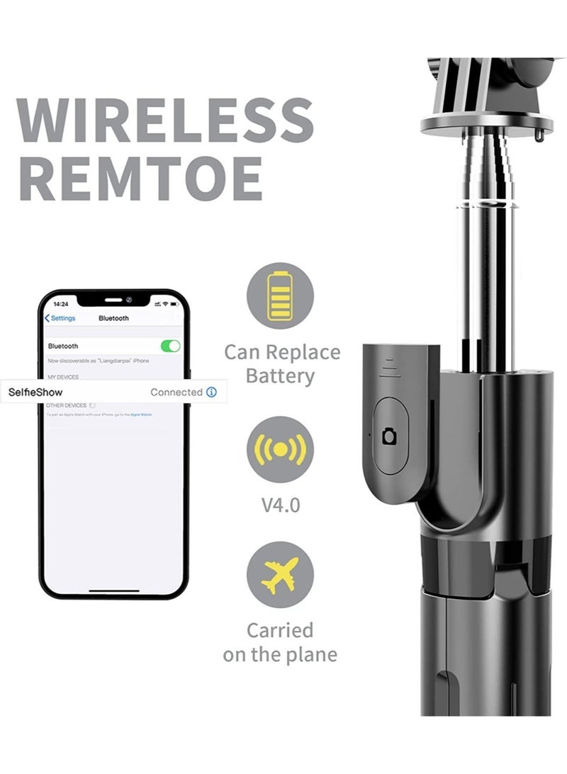 ELTRAZONE selfie stick Mini Fashion Selfie Stick Tripod Stand Multi-functional Compact Bluetooth Selfie Stick with Non-Slip Tripod, Compatible with Mi/Iphone/Oppo/Vivo/OnePlus/Samsung for Travel Online Class O - Image 3