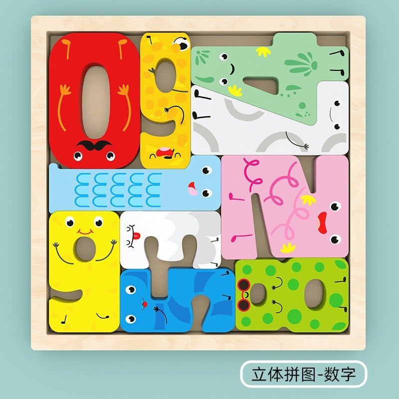 Children'S Cartoon Animal Creative Wooden Three-Dimensional Jigsaw Puzzle Animal Hand-Scratch Puzzle Building Blocks Traffic Puzzle - Image 1