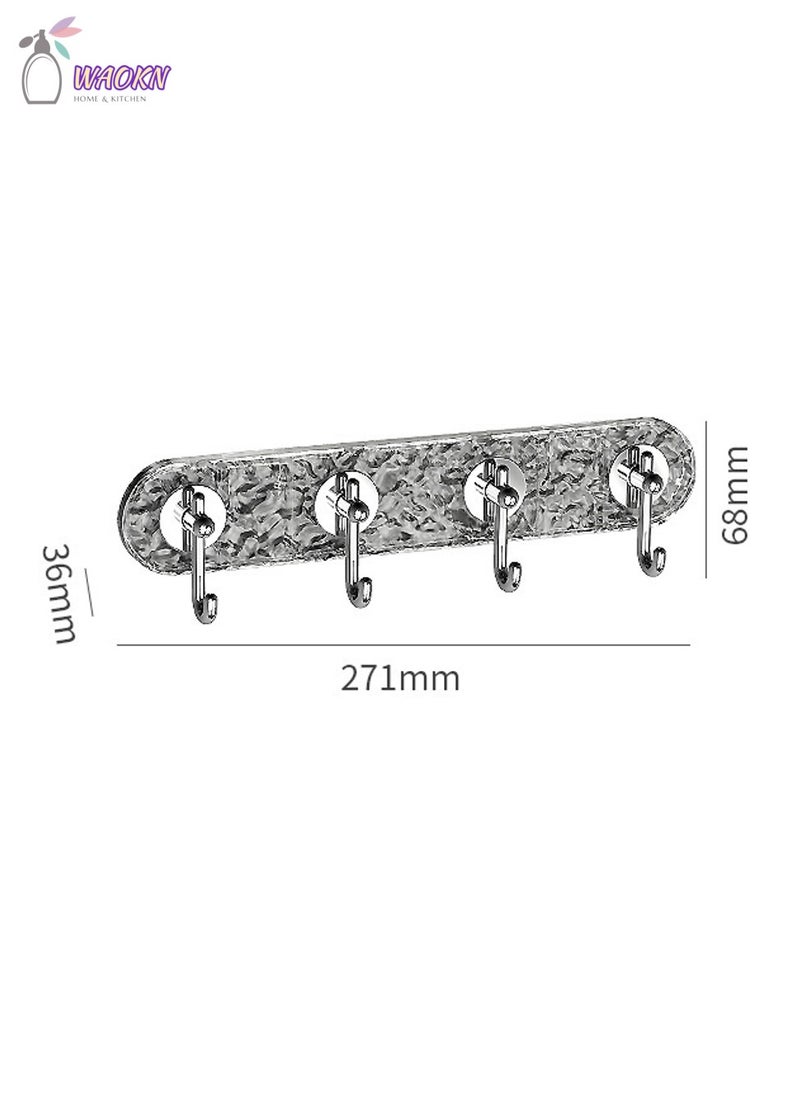 WAOKN 27cm Coat Hooks for Wall Self-Adhesive Hook Strong Load-Bearing Acrylic Hook Coat Hook with Rack Suitable for Bathroom Behind The Door Kitchen Can Hang Clothes Bath Towels No Punch Wall Hook Water Ripple Hook  - Image 2