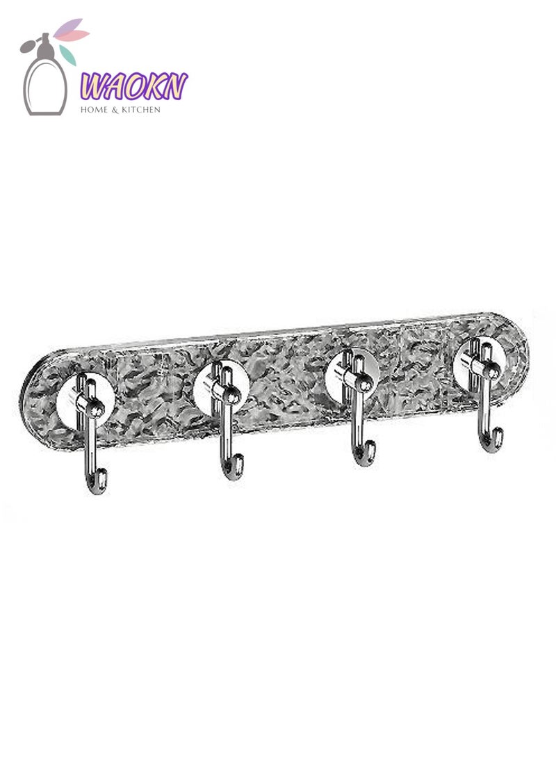 WAOKN 27cm Coat Hooks for Wall Self-Adhesive Hook Strong Load-Bearing Acrylic Hook Coat Hook with Rack Suitable for Bathroom Behind The Door Kitchen Can Hang Clothes Bath Towels No Punch Wall Hook Water Ripple Hook  - Image 1
