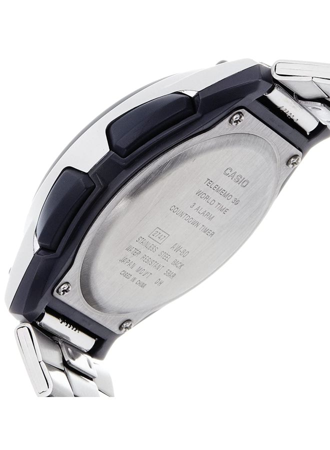 CASIO Men Illuminator Water Resistant Analog & Digital Watch AW-80D-1AVDF - 40 mm - Silver - Image 3