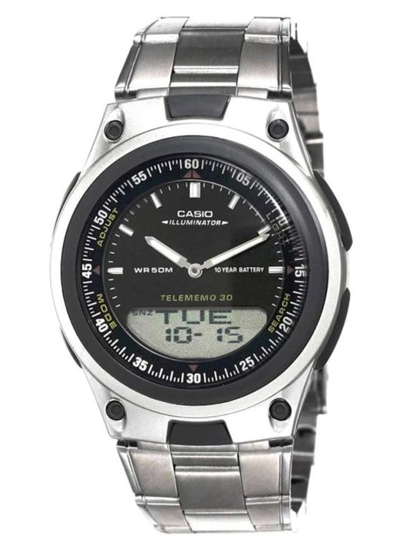 CASIO Men Illuminator Water Resistant Analog & Digital Watch AW-80D-1AVDF - 40 mm - Silver - Image 1